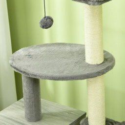 PawHut Enclosed Cat Litter Box with Cat House, Cat Bed, Scratching Posts, Platforms for Indoor Cats Use, Grey - thumbnail 8