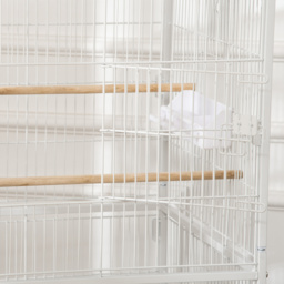 PawHut Large Aviary Bird Cage for Canaries, Budgies with Rolling Stand, Slide-out Cleaning Tray, Perch, Food Containers, White - Aosom UK - thumbnail 9