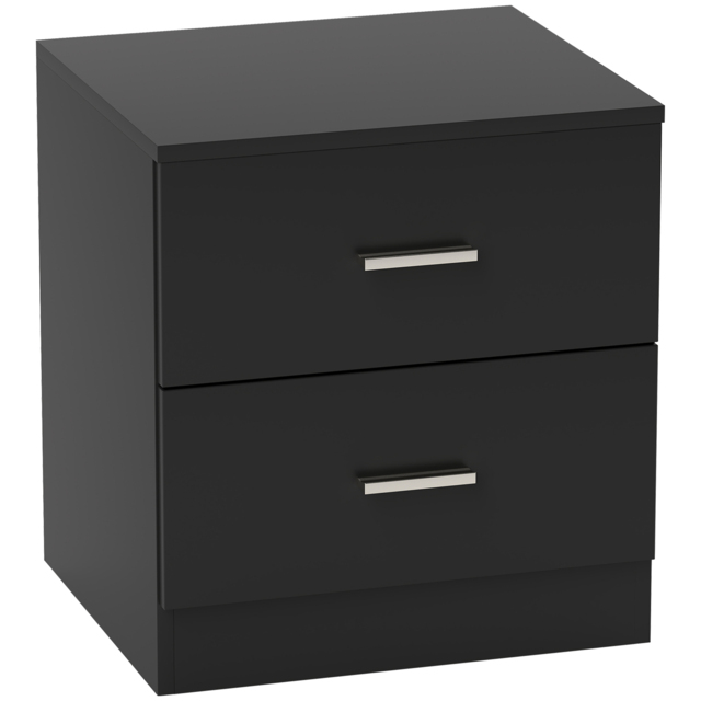 HOMCOM Modern Bedside Table, Beside Cabinet with 2 Drawers, for Bedroom, Living Room, Black - image 1
