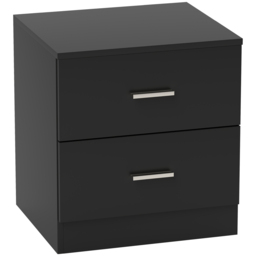 HOMCOM Modern Bedside Table, Beside Cabinet with 2 Drawers, for Bedroom, Living Room, Black - thumbnail 1