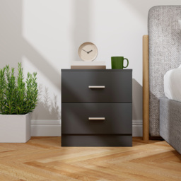 HOMCOM Modern Bedside Table, Beside Cabinet with 2 Drawers, for Bedroom, Living Room, Black - thumbnail 8