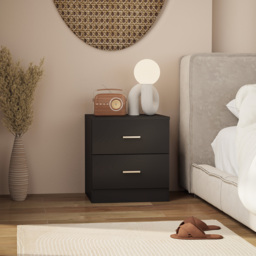 HOMCOM Modern Bedside Table, Beside Cabinet with 2 Drawers, for Bedroom, Living Room, Black - thumbnail 7