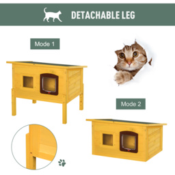 Pawhut Garden Wooden Cat House Hide Cage Outdoor Pet Play Home Water-resistant Roof Kitty Shelter Kennel w/ith Door & Window - Aosom UK - thumbnail 6