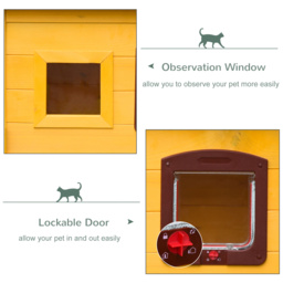Pawhut Garden Wooden Cat House Hide Cage Outdoor Pet Play Home Water-resistant Roof Kitty Shelter Kennel w/ith Door & Window - Aosom UK - thumbnail 7
