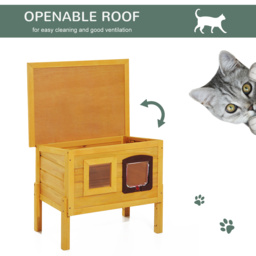 Pawhut Garden Wooden Cat House Hide Cage Outdoor Pet Play Home Water-resistant Roof Kitty Shelter Kennel w/ith Door & Window - Aosom UK - thumbnail 5