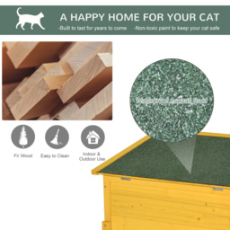 Pawhut Garden Wooden Cat House Hide Cage Outdoor Pet Play Home Water-resistant Roof Kitty Shelter Kennel w/ith Door & Window - Aosom UK - thumbnail 4