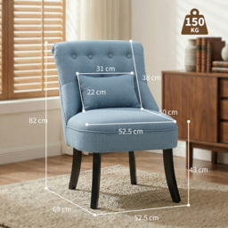 HOMCOM Fabric Single Sofa Dining Chair Tub Chair Upholstered W/ Pillow Solid Wood Leg Home Living Room Furniture, Cat Scratch Anti, Blue - Aosom UK - thumbnail 3