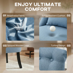 HOMCOM Fabric Single Sofa Dining Chair Tub Chair Upholstered W/ Pillow Solid Wood Leg Home Living Room Furniture, Cat Scratch Anti, Blue - Aosom UK - thumbnail 4