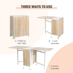 HOMCOM Foldable Dining Table Folding Workstation for Small Space with Storage Shelves Cubes Oak & White - thumbnail 7