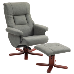 HOMCOM Faux Microfibre Leather Manual Recliner and Footstool Set, Reclining Armchair w/ cat scratch resistant fabric, Grey - Aosom UK