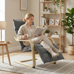 HOMCOM Modern Accent Chair, Leisure Lounge Chair Armchair with Footrest, Plush Cushion, Curved Legs and Arms, Grey - thumbnail 9
