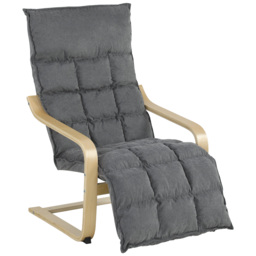 HOMCOM Modern Accent Chair, Leisure Lounge Chair Armchair with Footrest, Plush Cushion, Curved Legs and Arms, Grey - thumbnail 1