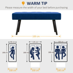 HOMCOM Upholstered Bedroom Bench with X-Shape Steel Legs, Elegant Hallway Bench for End of Bed, Blue - Aosom UK - thumbnail 7