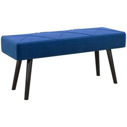 HOMCOM Upholstered Bedroom Bench with X-Shape Steel Legs, Elegant Hallway Bench for End of Bed, Blue - Aosom UK