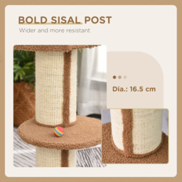 PawHut Cat Tree with Perches, Sisal Scratching Posts & Lamb Cashmere, Activity Centre, Brown - Aosom UK - thumbnail 6