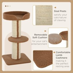 PawHut Cat Tree with Perches, Sisal Scratching Posts & Lamb Cashmere, Activity Centre, Brown - Aosom UK - thumbnail 5