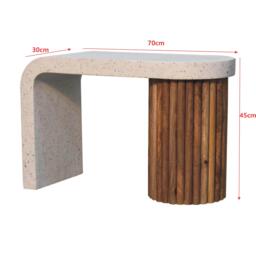 Solid Mango Wood Coffee Table with Artisan Finish, Hand‑painted Terrazzo Top, Durable Desk for Living Room, 30L x 70W x 45H cm, Brown - Aosom UK - thumbnail 3