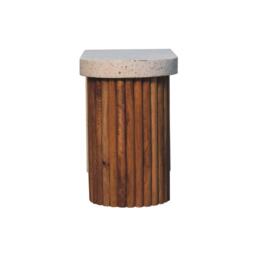 Solid Mango Wood Coffee Table with Artisan Finish, Hand‑painted Terrazzo Top, Durable Desk for Living Room, 30L x 70W x 45H cm, Brown - Aosom UK - thumbnail 9