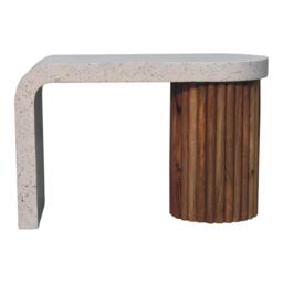 Solid Mango Wood Coffee Table with Artisan Finish, Hand‑painted Terrazzo Top, Durable Desk for Living Room, 30L x 70W x 45H cm, Brown - Aosom UK - thumbnail 2