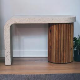 Solid Mango Wood Coffee Table with Artisan Finish, Hand‑painted Terrazzo Top, Durable Desk for Living Room, 30L x 70W x 45H cm, Brown - Aosom UK