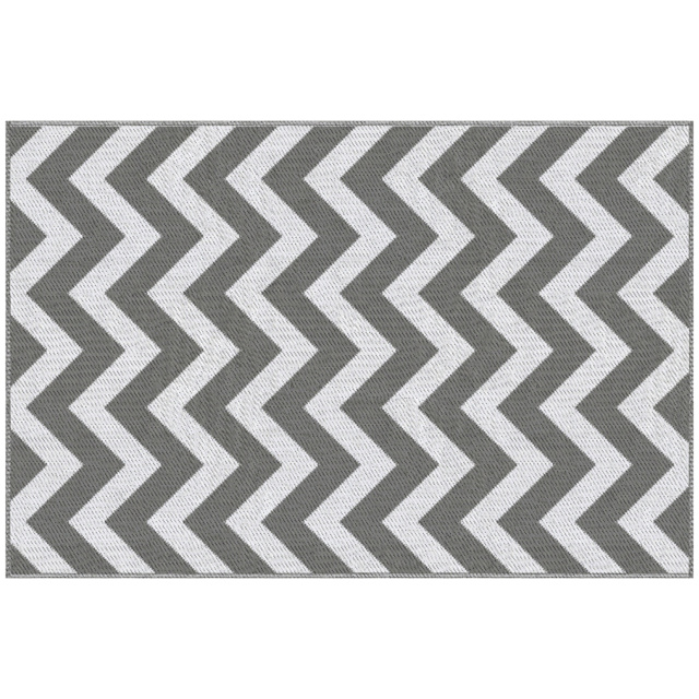 Outsunny Reversible Outdoor Rug, 1.2 x 1.8m Patio Carpet, Waterproof Plastic Rug for Garden, Deck, Picnic, Beach, Camping, Grey and White - image 1