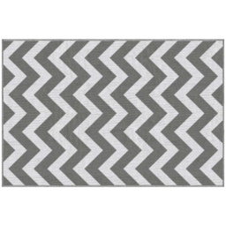 Outsunny Reversible Outdoor Rug, 1.2 x 1.8m Patio Carpet, Waterproof Plastic Rug for Garden, Deck, Picnic, Beach, Camping, Grey and White - thumbnail 1
