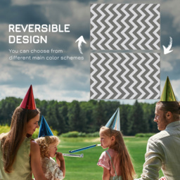 Outsunny Reversible Outdoor Rug, 1.2 x 1.8m Patio Carpet, Waterproof Plastic Rug for Garden, Deck, Picnic, Beach, Camping, Grey and White - thumbnail 7