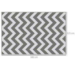 Outsunny Reversible Outdoor Rug, 1.2 x 1.8m Patio Carpet, Waterproof Plastic Rug for Garden, Deck, Picnic, Beach, Camping, Grey and White - thumbnail 3