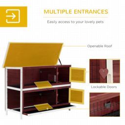 Pawhut Two Floors Wooden Rabbit Hutch Small Pet Animal Guinea Pig Ferret Bunny House Cage for Indoor and Outdoor 136.4x50x93cm - thumbnail 5