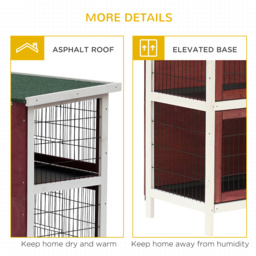 Pawhut Two Floors Wooden Rabbit Hutch Small Pet Animal Guinea Pig Ferret Bunny House Cage for Indoor and Outdoor 136.4x50x93cm - thumbnail 7