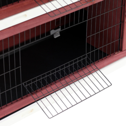 Pawhut Two Floors Wooden Rabbit Hutch Small Pet Animal Guinea Pig Ferret Bunny House Cage for Indoor and Outdoor 136.4x50x93cm - thumbnail 9