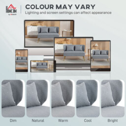 HOMCOM 2 Seater Sofa, Linen-look Fabric Small Sofa with Wing Back, Thick Seat, Metal Legs, Light Grey - thumbnail 7