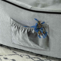 PawHut Pet Sofa with Storage Pocket, Modern Dog Bed & Cat Lounger, Removable Cushion, 69x49x38cm, Silver Grey - Aosom UK - thumbnail 9