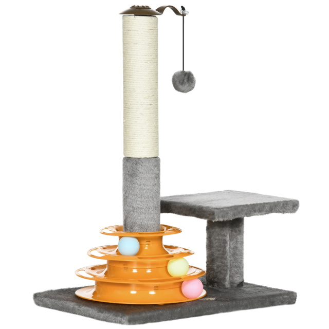 PawHut Cat Tree Tower Activity Center Climbing Stand Kitten House Furniture with Scratching Posts Toy abd Perch 56cm Grey - Aosom UK - image 1