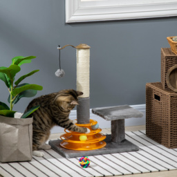 PawHut Cat Tree Tower Activity Center Climbing Stand Kitten House Furniture with Scratching Posts Toy abd Perch 56cm Grey - Aosom UK - thumbnail 2