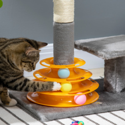 PawHut Cat Tree Tower Activity Center Climbing Stand Kitten House Furniture with Scratching Posts Toy abd Perch 56cm Grey - Aosom UK - thumbnail 8