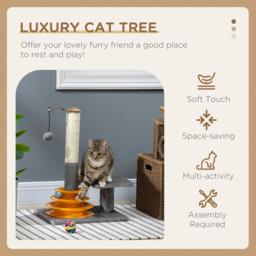 PawHut Cat Tree Tower Activity Center Climbing Stand Kitten House Furniture with Scratching Posts Toy abd Perch 56cm Grey - Aosom UK - thumbnail 4