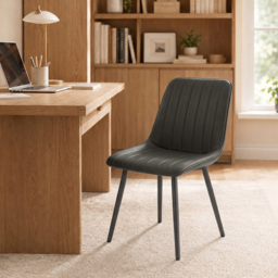 HOMCOM Faux Leather Upholstered Kitchen Chairs, Modern Dining Chairs Set of 2 with Metal Legs for Dining Room, Grey - thumbnail 8