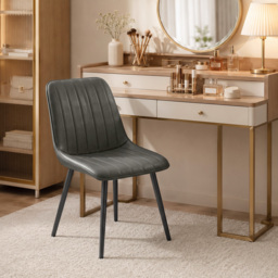 HOMCOM Faux Leather Upholstered Kitchen Chairs, Modern Dining Chairs Set of 2 with Metal Legs for Dining Room, Grey - thumbnail 9