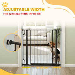 PawHut Extra Wide Dog Gate, with Door Pressure, for Doorways, Hallways, Staircases - Black - thumbnail 4