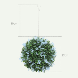HOMCOM Set of 2 Artificial Plant Topiary Balls, UV-protected Fake Decorative Plants, Blue - thumbnail 3