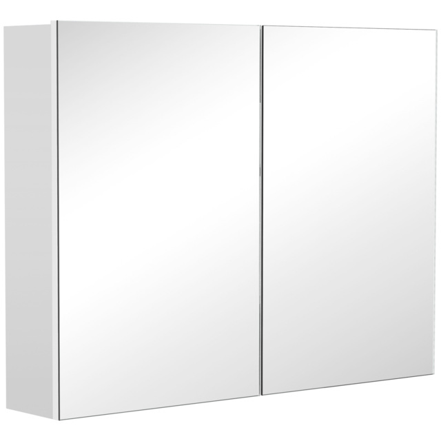HOMCOM Bathroom Mirror with Storage, 2 Adjustable Shelves, Cushioned Door, Noiseless, for Bedroom & Vanity, White - Aosom UK - image 1