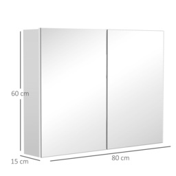 HOMCOM Bathroom Mirror with Storage, 2 Adjustable Shelves, Cushioned Door, Noiseless, for Bedroom & Vanity, White - Aosom UK - thumbnail 3