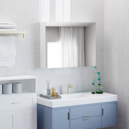 HOMCOM Bathroom Mirror with Storage, 2 Adjustable Shelves, Cushioned Door, Noiseless, for Bedroom & Vanity, White - Aosom UK - thumbnail 8