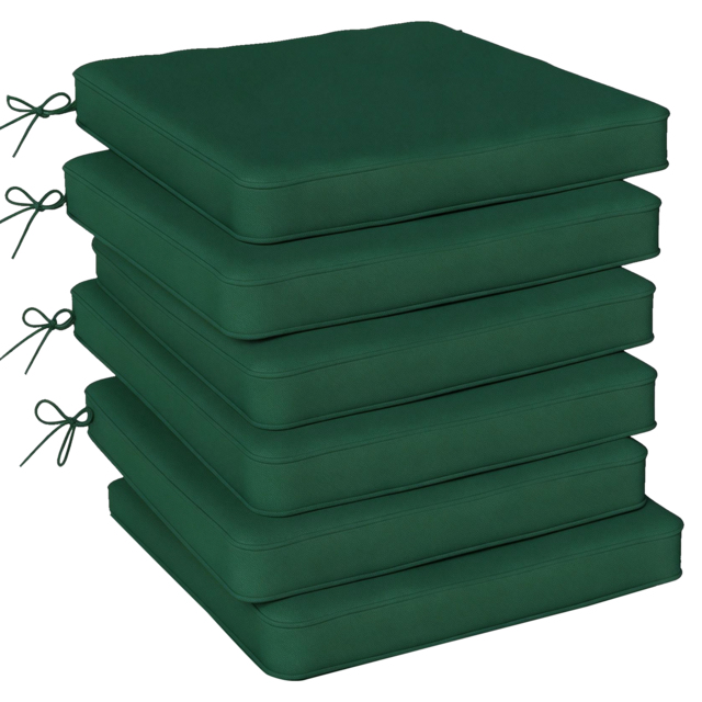 Outsunny Set of 6 Chair Cushion Seat Pads Dining Chair w/ Straps, Indoor Outdoor Removable Tie On Garden Patio, Green - image 1