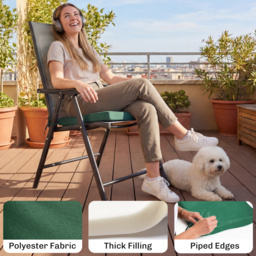 Outsunny Set of 6 Chair Cushion Seat Pads Dining Chair w/ Straps, Indoor Outdoor Removable Tie On Garden Patio, Green - thumbnail 4