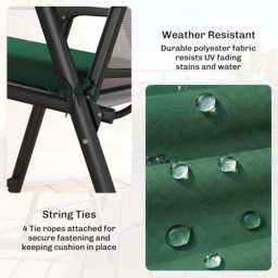 Outsunny Set of 6 Chair Cushion Seat Pads Dining Chair w/ Straps, Indoor Outdoor Removable Tie On Garden Patio, Green - thumbnail 5