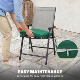 Outsunny Set of 6 Chair Cushion Seat Pads Dining Chair w/ Straps, Indoor Outdoor Removable Tie On Garden Patio, Green - thumbnail 7
