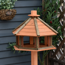 PawHut Wooden Bird Feeder Bird Table Bird House Playstand with Water-resistant Roof 130cm for Outside Use Brown - thumbnail 8