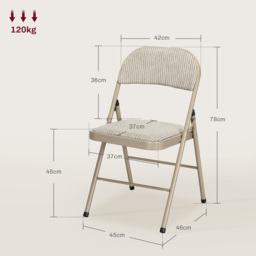 HOMCOM Linen-Look Set of Four Cushioned Folding Chairs - Beige - thumbnail 3